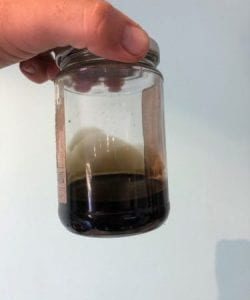 oil drained from a catch can