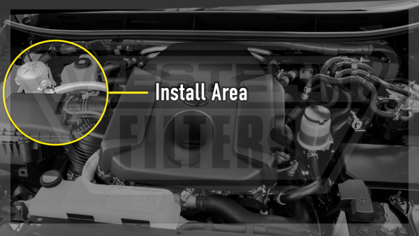 Catch can mount location on a Toyota Prade 2020 onwards