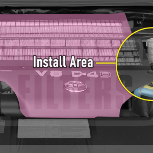 Installation area for Western Filters 200 series Catch Can Kit