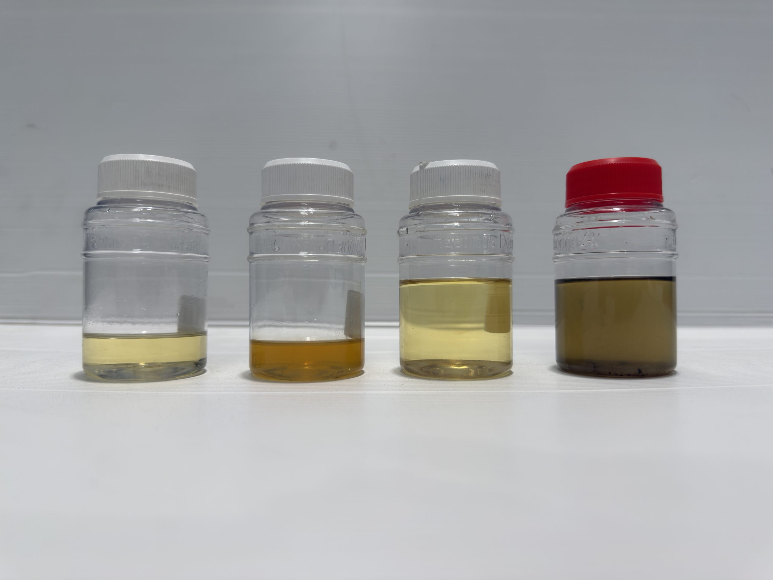 Fuel samples taken from bulk storage tanks showing signs of microbial contamination